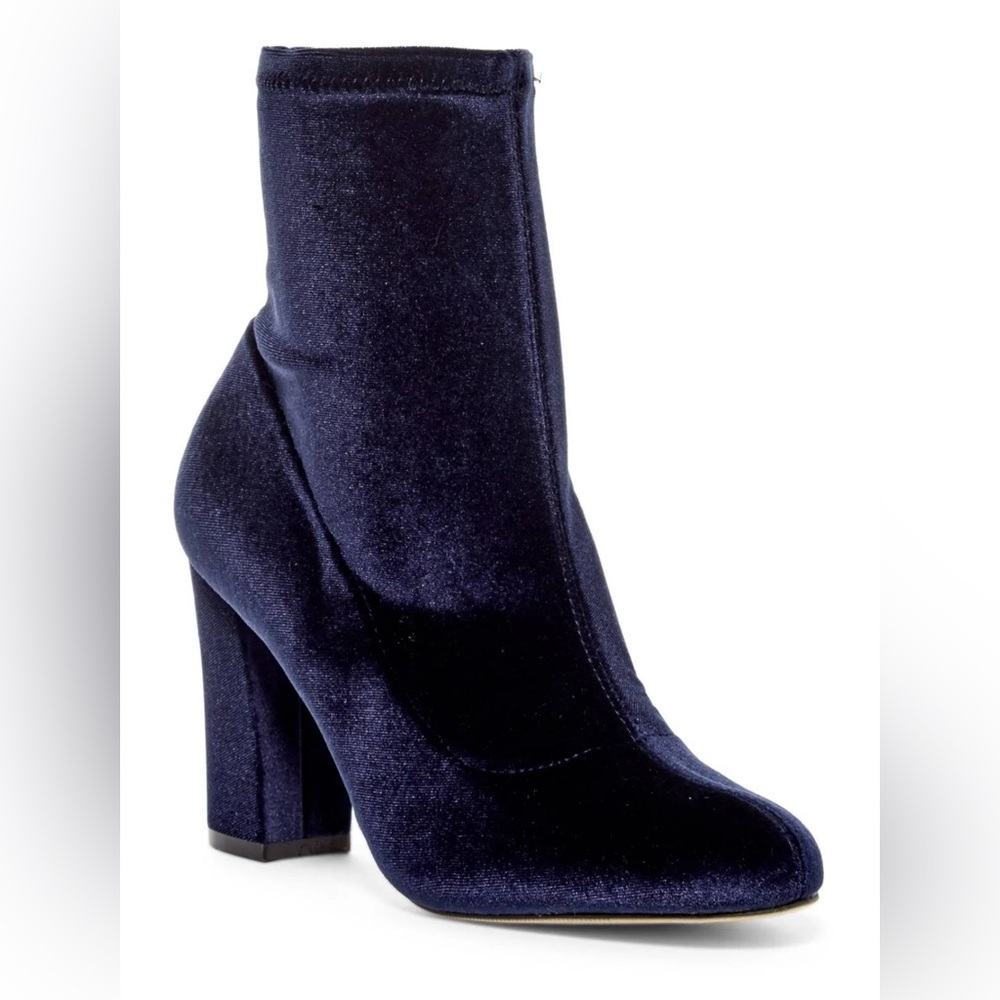 Blue velvet booties